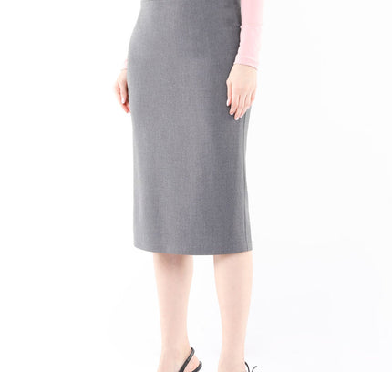 Grey Back Vented Midi Pencil Skirt - G - Line