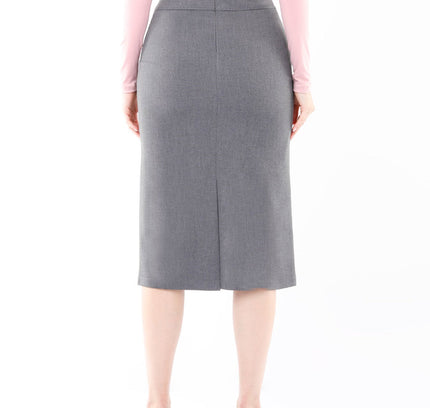 Grey Back Vented Midi Pencil Skirt - G - Line