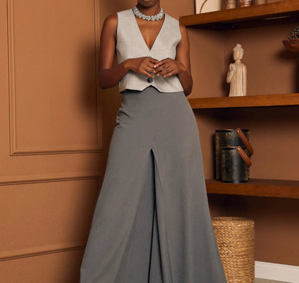 Grey High Waisted Palazzo Pants - G - Line