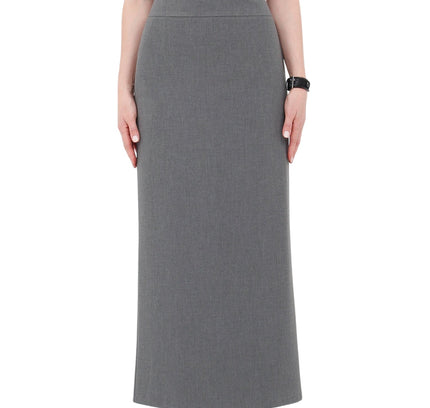 Grey Maxi Back Slitted Pencil Skirt - G - Line