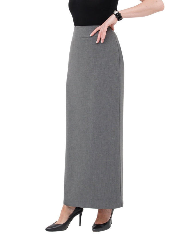 Grey Maxi Back Slitted Pencil Skirt - G - Line