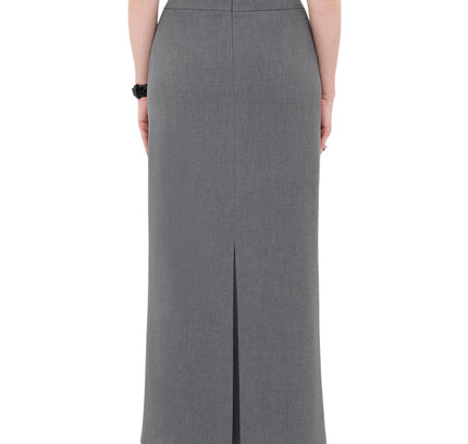 Grey Maxi Back Slitted Pencil Skirt - G - Line