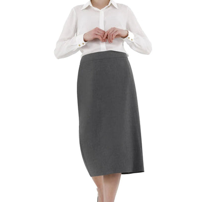 Grey Straight A - Line Midi Skirt - G - Line