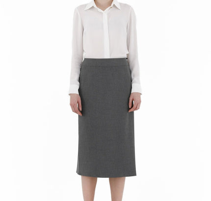 Grey Straight A - Line Midi Skirt - G - Line