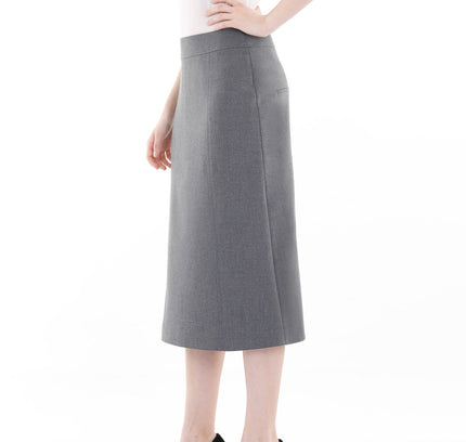 Grey Straight A - Line Midi Skirt - G - Line