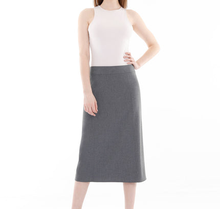 Grey Straight A - Line Midi Skirt - G - Line