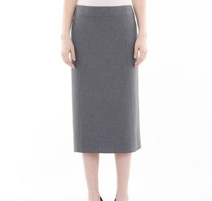 Grey Straight A - Line Midi Skirt - G - Line