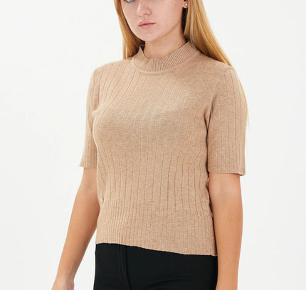 Half Sleeve Bateau Neck Striped Detail Sweater - G - Line