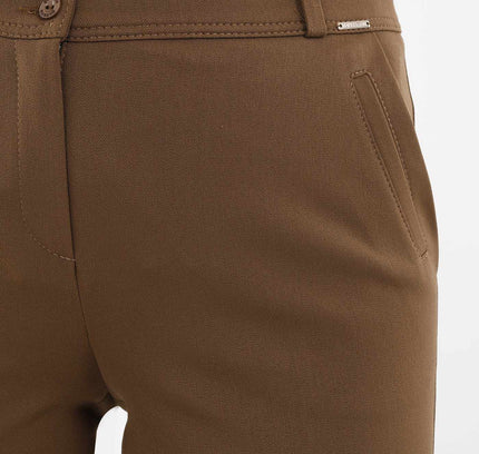 Hazelnut Straight Leg Pants with Pockets and Belt - G - Line