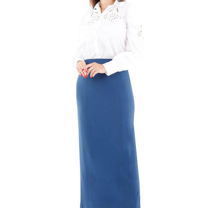 Indigo Ankle Length Plus Size Back Split Maxi Skirt - G - Line