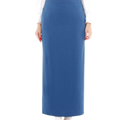 Indigo Ankle Length Plus Size Back Split Maxi Skirt - G - Line