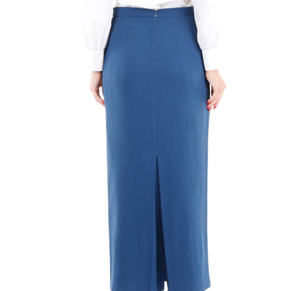 Indigo Ankle Length Plus Size Back Split Maxi Skirt - G - Line