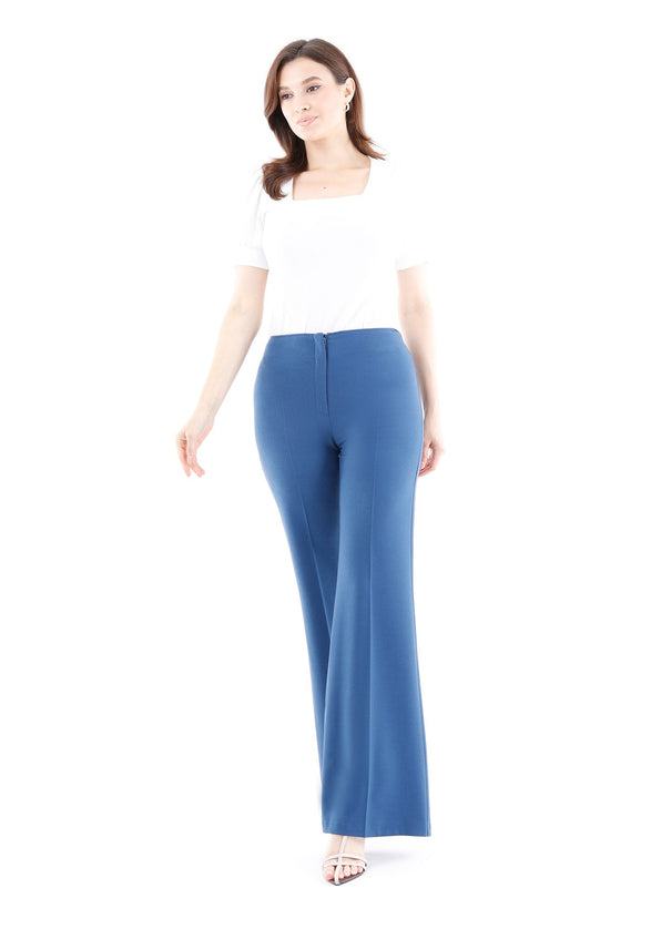 Indigo Bootcut Pants - High Waisted Flare Trousers - G - Line