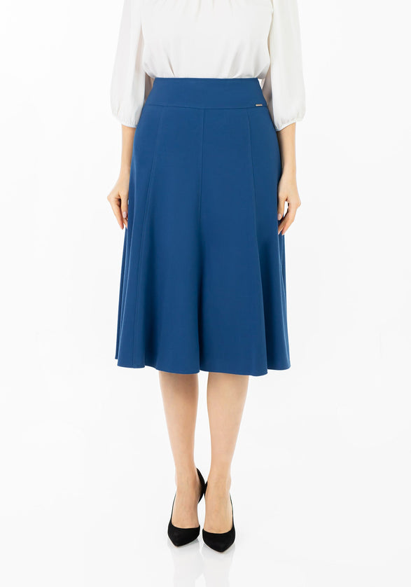 Indigo Eight Gore Calf Length Midi Skirt for Every Occasion - G - Line