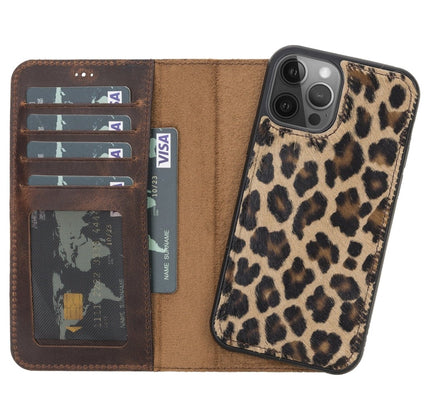 iPhone 12 / 12 Pro 6.1" Leather Detachable Magnetic Wallet Case - G - Line