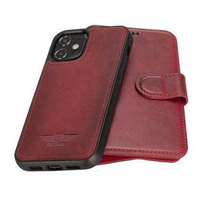 iPhone 12 Mini 5.4" Leather Magnetic Detachable Wallet Case - G - Line