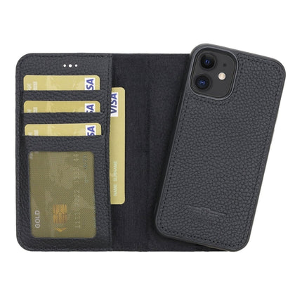 iPhone 12 Mini 5.4" Leather Magnetic Detachable Wallet Case - G - Line