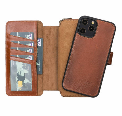 iPhone 12 Pro Max Zipper Leather Wallet Case Purse with Holster - G - Line