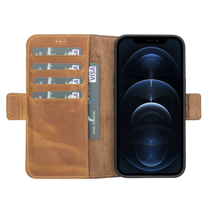 iPhone 13 Leather Flip Cover Wallet Case with Kickstand - G - Line