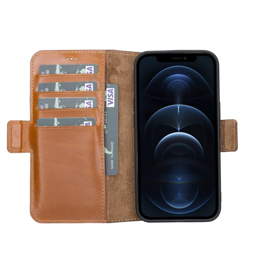 iPhone 13 Pro Leather Flip Cover Wallet Case with Kickstand - G - Line