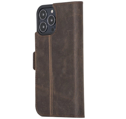 iPhone 13 Pro Max Leather Flip Cover Wallet Case with Kickstand - G - Line