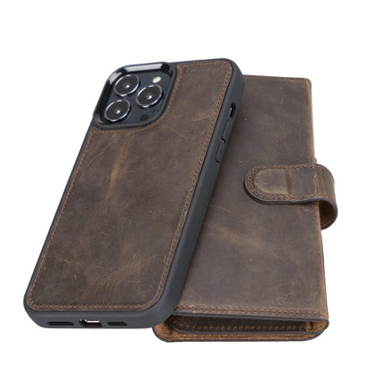 iPhone 13 Pro Max Trifold Leather Wallet Case - G - Line