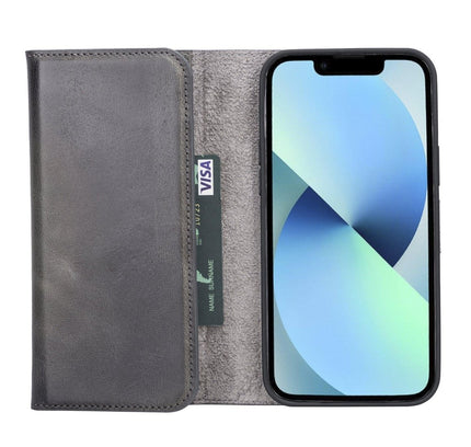 iPhone 13 Pro Max Trifold Leather Wallet Case - G - Line