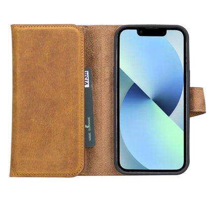 iPhone 13 Pro Max Trifold Leather Wallet Case - G - Line