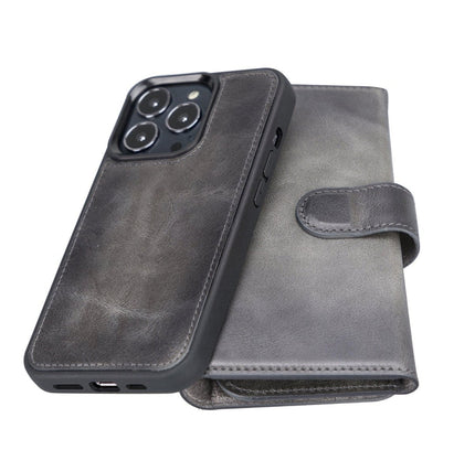 iPhone 13 Pro Max Trifold Leather Wallet Case - G - Line