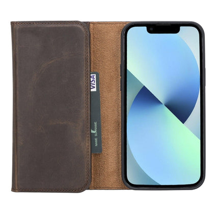 iPhone 13 Pro Max Trifold Leather Wallet Case - G - Line