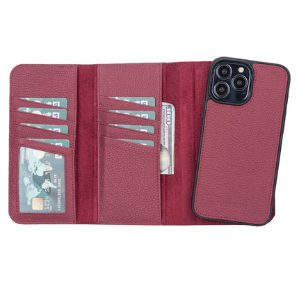 iPhone 13 Pro Max Trifold Leather Wallet Case - G - Line