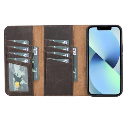 iPhone 13 Pro Max Trifold Leather Wallet Case - G - Line