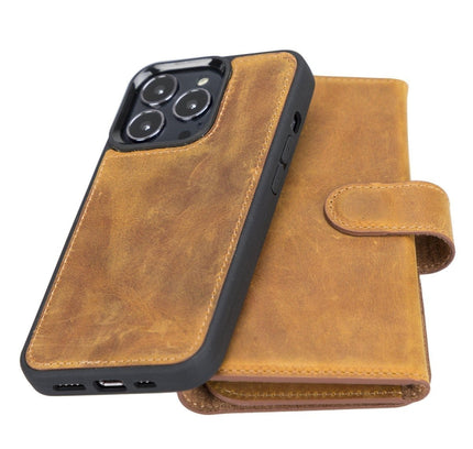 iPhone 13 Pro Max Trifold Leather Wallet Case - G - Line