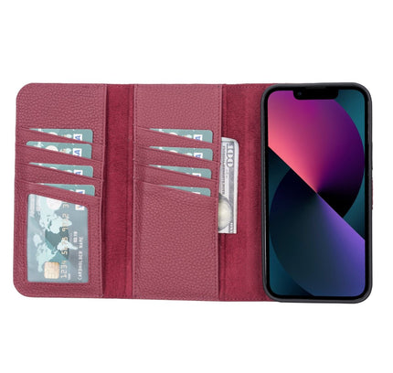 iPhone 13 Pro Max Trifold Leather Wallet Case - G - Line