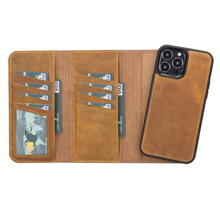 iPhone 13 Pro Max Trifold Leather Wallet Case - G - Line