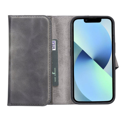 iPhone 13 Pro Trifold Leather Wallet Case - G - Line