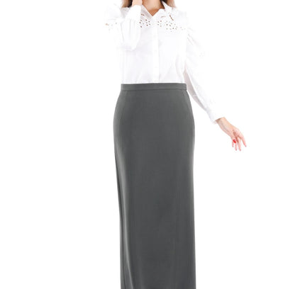 Khaki Ankle Length Plus Size Back Split Maxi Skirt - G - Line