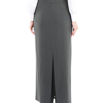 Khaki Ankle Length Plus Size Back Split Maxi Skirt - G - Line