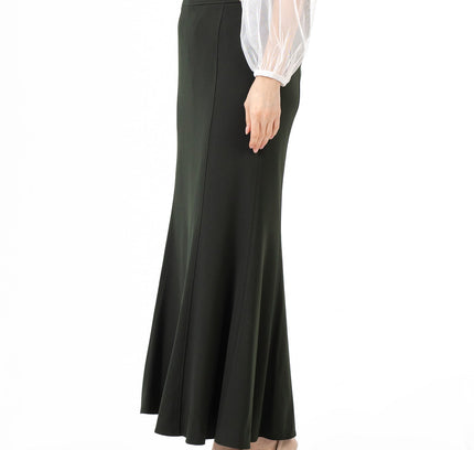 Khaki Fishtail Maxi Skirt | Regular & Plus Size - G - Line