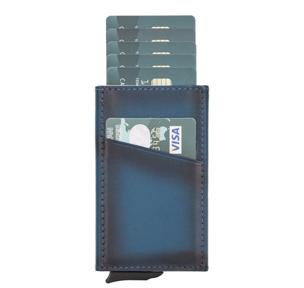 Leather Mechanical Pop Up Card Holder With RFID - G - Line