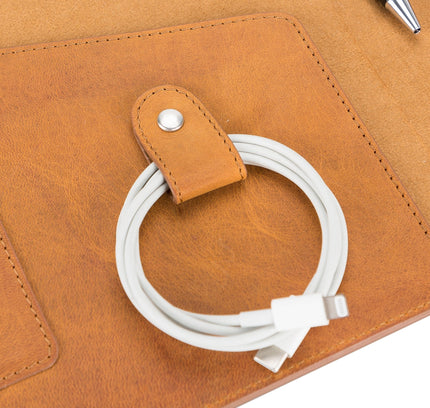 Leather Padfolio Organizer with Pen Loop & Card Holder - G - Line