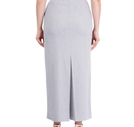 Light Grey Ankle Length Plus Size Back Split Maxi Skirt - G - Line