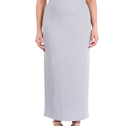 Light Grey Ankle Length Plus Size Back Split Maxi Skirt - G - Line