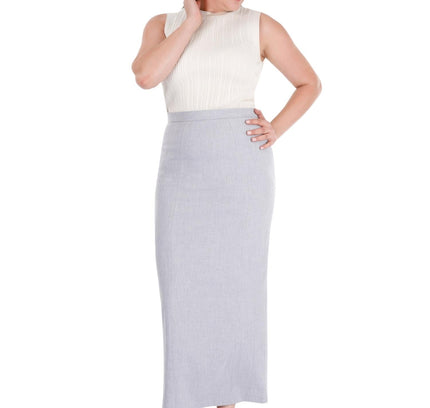 Light Grey Ankle Length Plus Size Back Split Maxi Skirt - G - Line