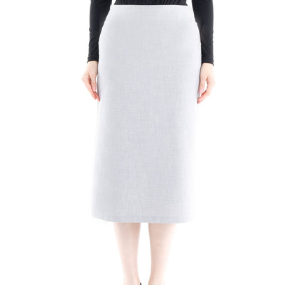 Light Grey Back Vented Midi Pencil Skirt - G - Line