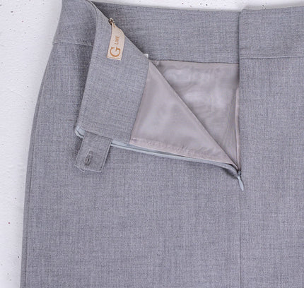 Light Grey Back Vented Midi Pencil Skirt - G - Line