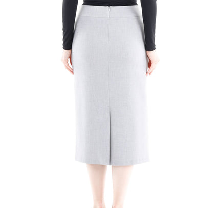 Light Grey Back Vented Midi Pencil Skirt - G - Line