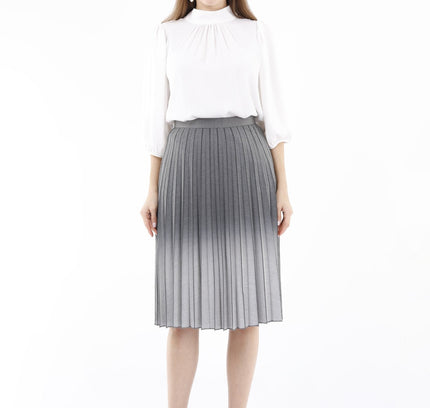 Light Grey High Waist Plisse Pleated Midi Skirt - G - Line