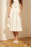 Mini Pleated White Fluffy Skirt with Belt - G - Line