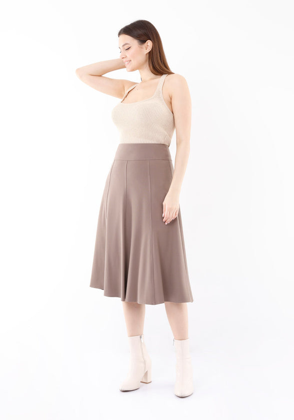 Mink Eight Gore Calf Length Midi Skirt for Every Occasion - G - Line